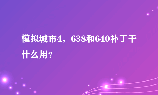 模拟城市4，638和640补丁干什么用？