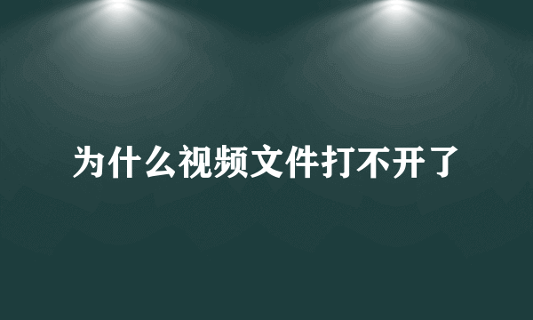 为什么视频文件打不开了