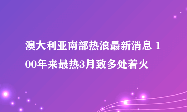 澳大利亚南部热浪最新消息 100年来最热3月致多处着火