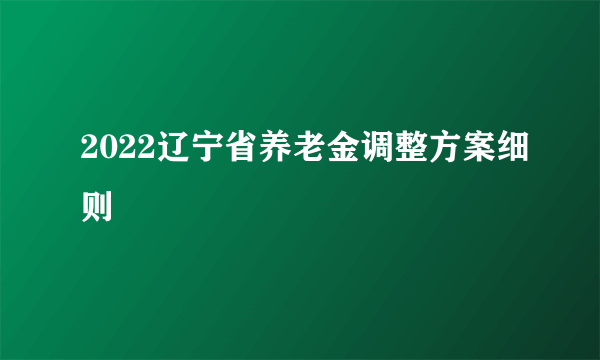 2022辽宁省养老金调整方案细则