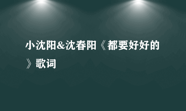 小沈阳&沈春阳《都要好好的》歌词