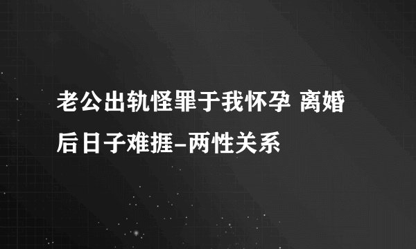 老公出轨怪罪于我怀孕 离婚后日子难捱-两性关系