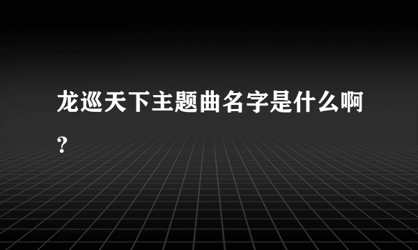 龙巡天下主题曲名字是什么啊？