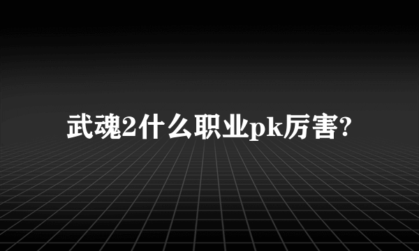 武魂2什么职业pk厉害?