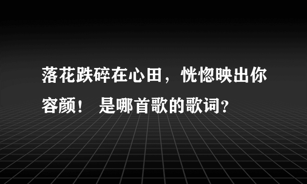 落花跌碎在心田，恍惚映出你容颜！ 是哪首歌的歌词？