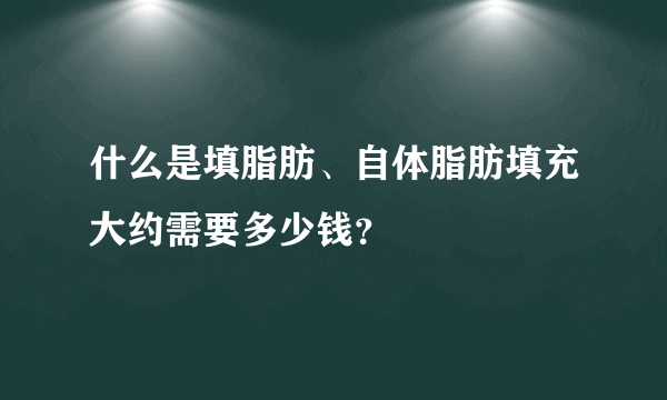 什么是填脂肪、自体脂肪填充大约需要多少钱？