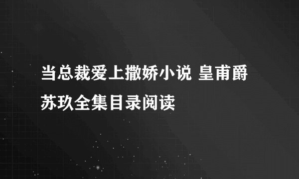 当总裁爱上撒娇小说 皇甫爵苏玖全集目录阅读