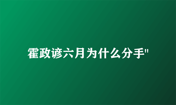 霍政谚六月为什么分手