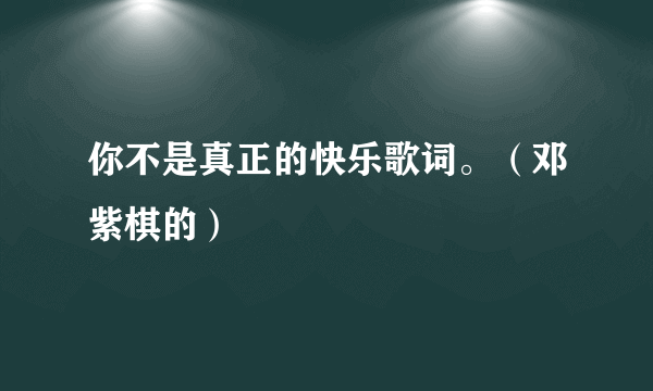 你不是真正的快乐歌词。（邓紫棋的）