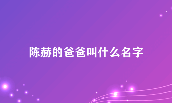 陈赫的爸爸叫什么名字