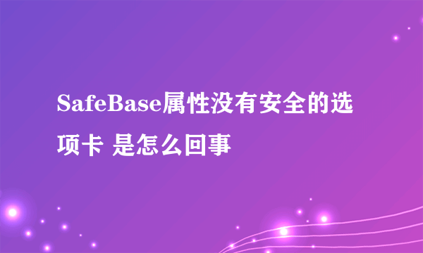 SafeBase属性没有安全的选项卡 是怎么回事