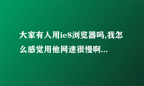 大家有人用ie8浏览器吗,我怎么感觉用他网速很慢啊,除了人性化的设定很好外。