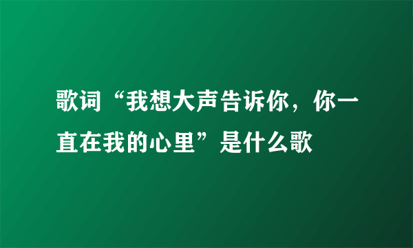 歌词“我想大声告诉你，你一直在我的心里”是什么歌