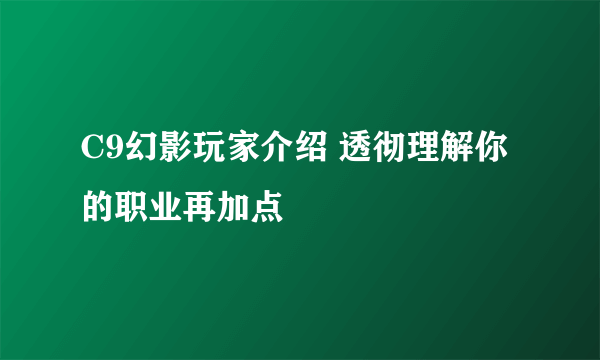 C9幻影玩家介绍 透彻理解你的职业再加点