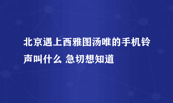 北京遇上西雅图汤唯的手机铃声叫什么 急切想知道