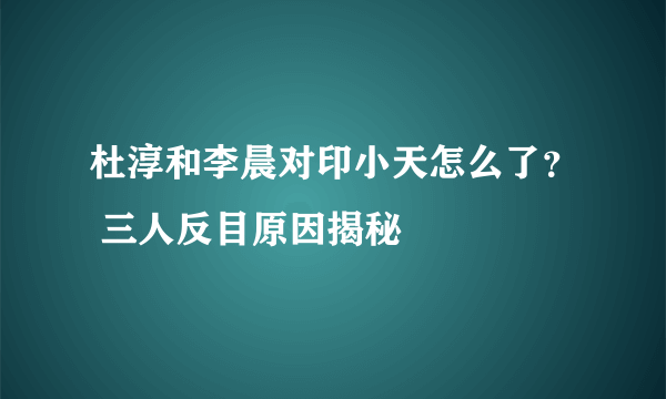 杜淳和李晨对印小天怎么了？ 三人反目原因揭秘