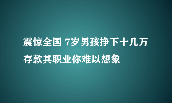 震惊全国 7岁男孩挣下十几万存款其职业你难以想象