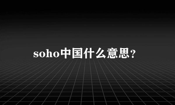 soho中国什么意思？