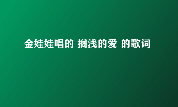 金娃娃唱的 搁浅的爱 的歌词