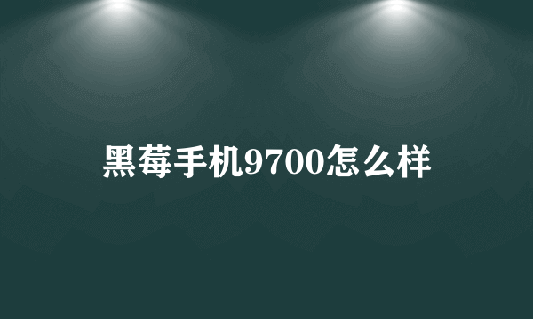 黑莓手机9700怎么样