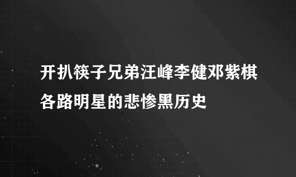 开扒筷子兄弟汪峰李健邓紫棋各路明星的悲惨黑历史