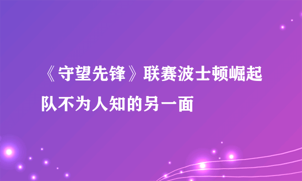 《守望先锋》联赛波士顿崛起队不为人知的另一面