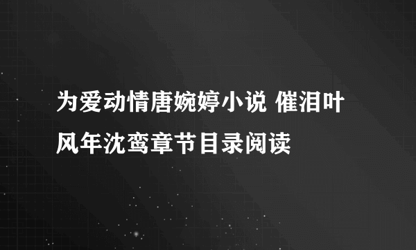 为爱动情唐婉婷小说 催泪叶风年沈鸾章节目录阅读