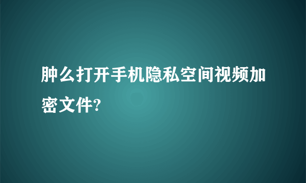 肿么打开手机隐私空间视频加密文件?