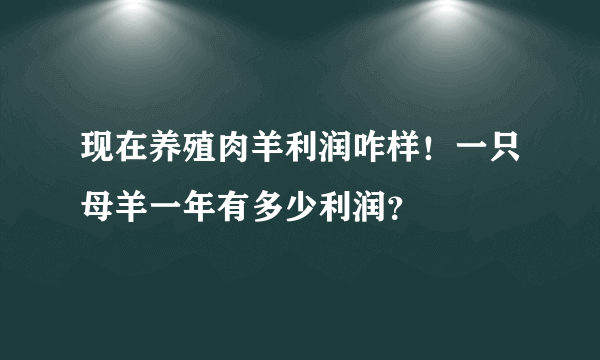 现在养殖肉羊利润咋样！一只母羊一年有多少利润？