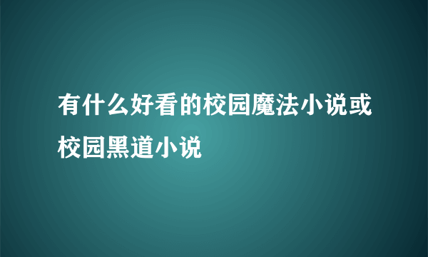 有什么好看的校园魔法小说或校园黑道小说