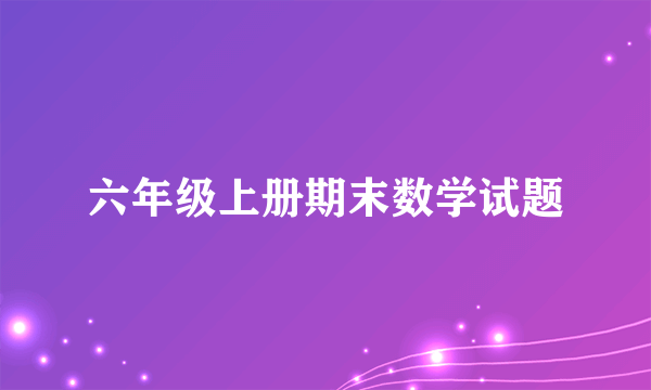 六年级上册期末数学试题