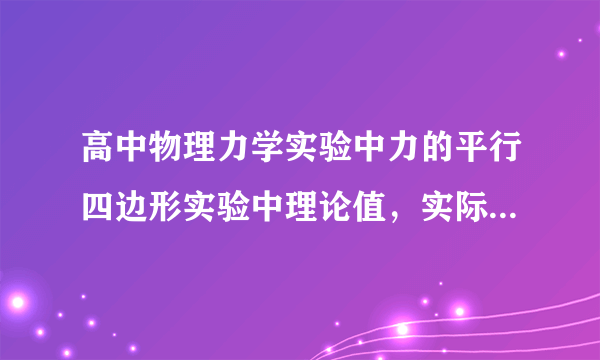 高中物理力学实验中力的平行四边形实验中理论值，实际测量值的定义