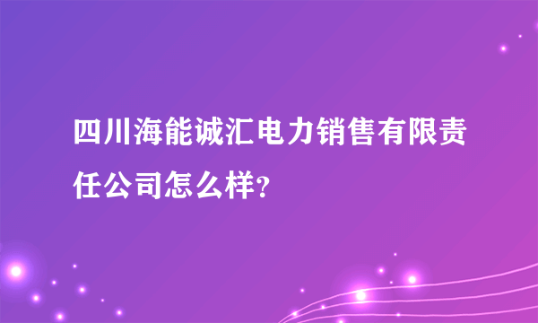 四川海能诚汇电力销售有限责任公司怎么样？