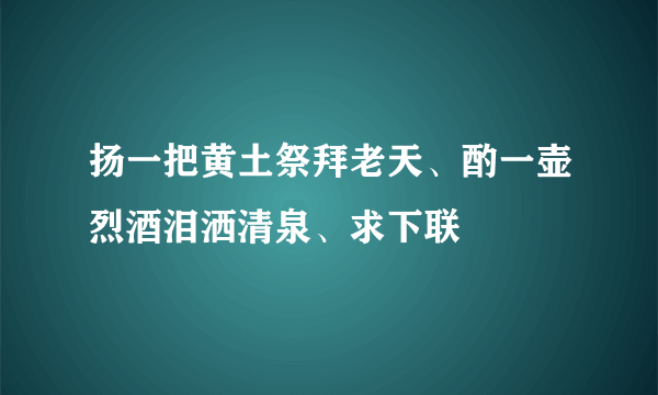 扬一把黄土祭拜老天、酌一壶烈酒泪洒清泉、求下联