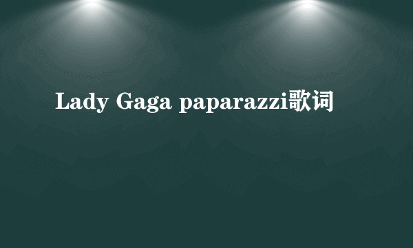 Lady Gaga paparazzi歌词