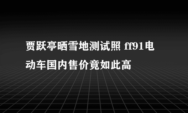 贾跃亭晒雪地测试照 ff91电动车国内售价竟如此高