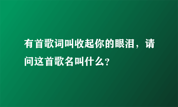 有首歌词叫收起你的眼泪，请问这首歌名叫什么？