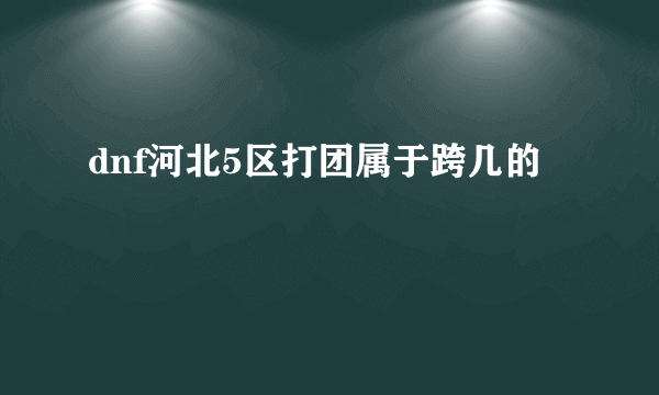 dnf河北5区打团属于跨几的