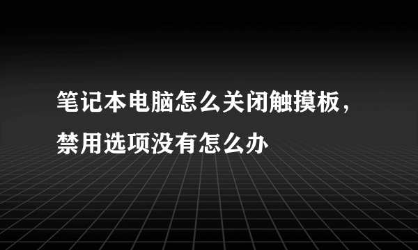 笔记本电脑怎么关闭触摸板，禁用选项没有怎么办