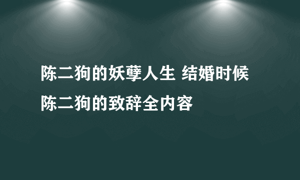 陈二狗的妖孽人生 结婚时候陈二狗的致辞全内容