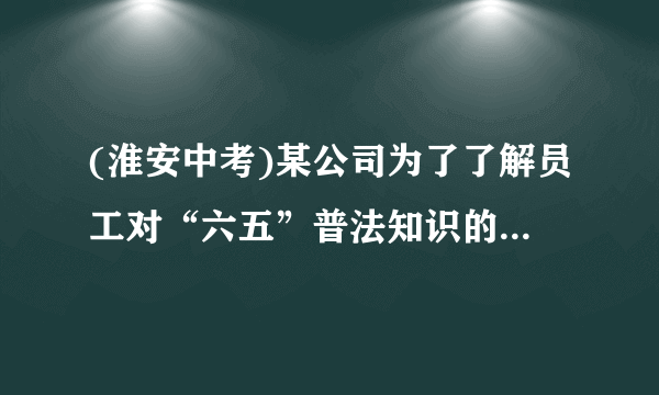 (淮安中考)某公司为了了解员工对“六五”普法知识的知晓情况,从本公司随机选取40名员工进行普法知识考查,对考查成绩进行统计(成绩均为整数,满分100分),并依据统计数据绘制了如下尚不完整的统计图表.组别分数段/分频数/人数频率150.5～60.52a260.5～70.560.15370.5～80.5bc480.5～90.5120.30590.5～100.560.15合计401.00