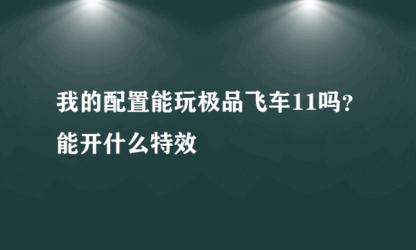 我的配置能玩极品飞车11吗？能开什么特效