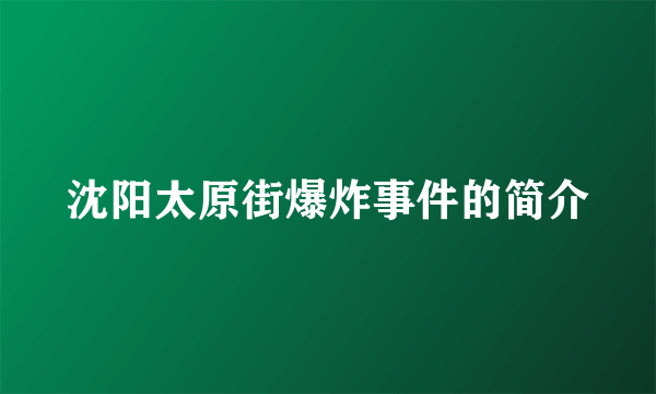 沈阳太原街爆炸事件的简介