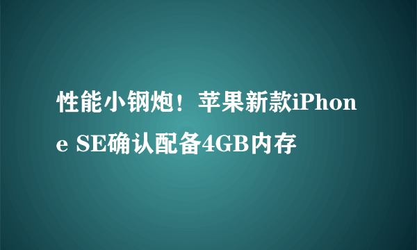 性能小钢炮！苹果新款iPhone SE确认配备4GB内存