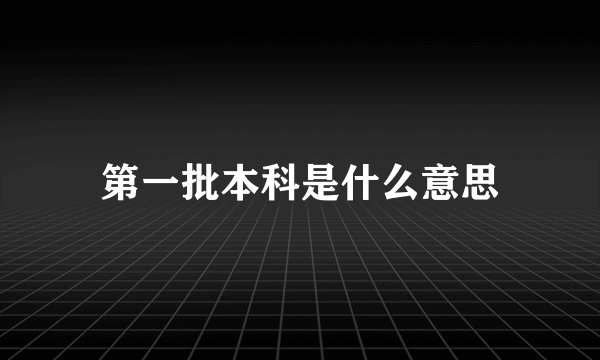 第一批本科是什么意思