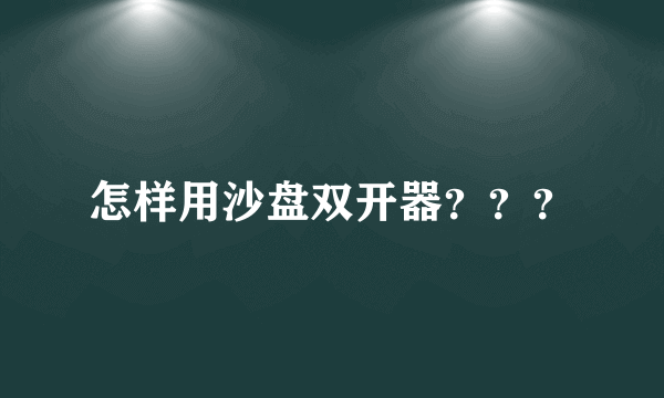 怎样用沙盘双开器？？？