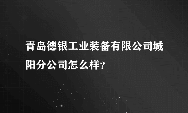 青岛德银工业装备有限公司城阳分公司怎么样？