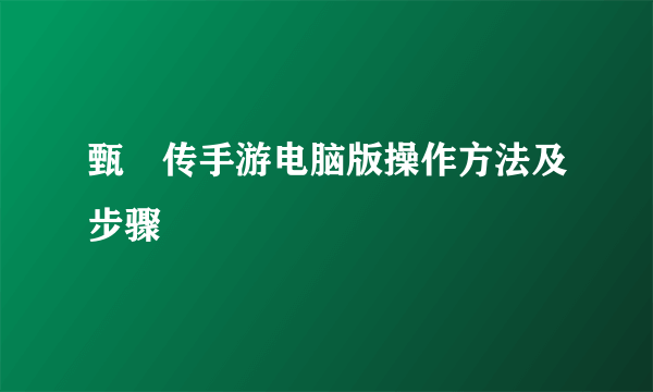 甄嬛传手游电脑版操作方法及步骤