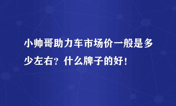 小帅哥助力车市场价一般是多少左右？什么牌子的好！