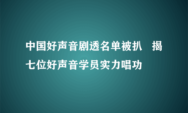 中国好声音剧透名单被扒   揭七位好声音学员实力唱功